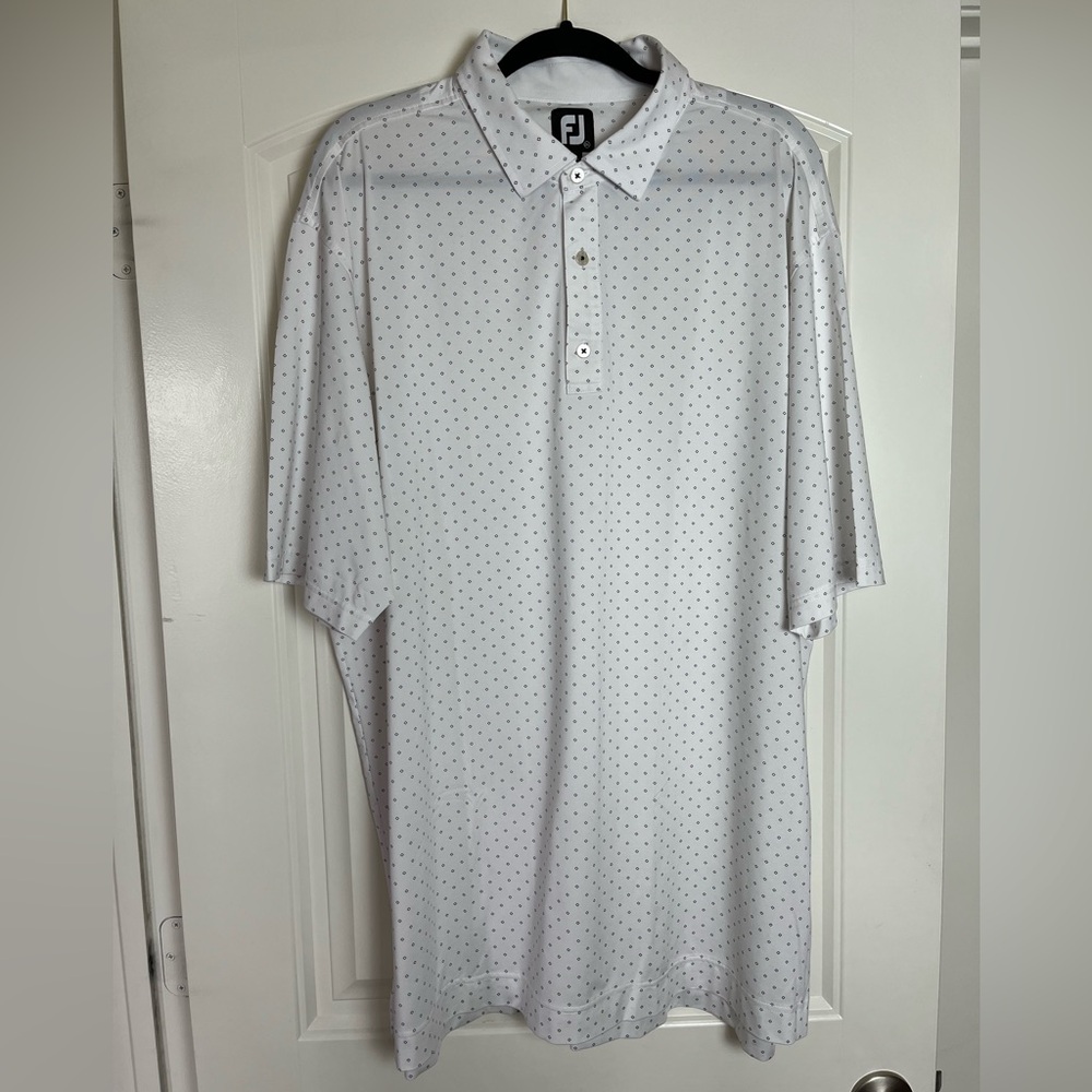 Footjoy FJ Men's White Polka Dot Shirt 2XL